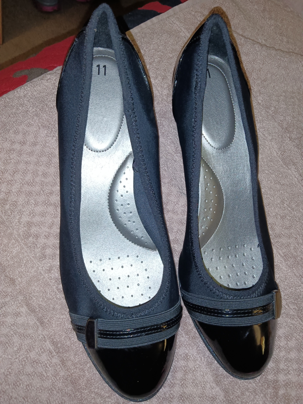 Time and Tru Black Patent Dress Wedges Size 11